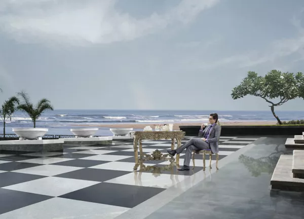 terrace image with black and white tile terrace image with black and white tile