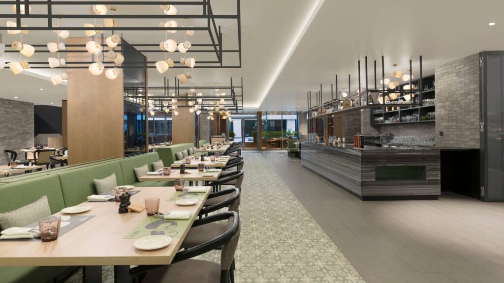 Hilton Bangalore Embassy Manyata Business Park dining view Hilton Bangalore Embassy Manyata Business Park dining view