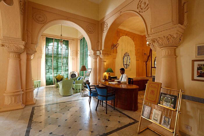 The Lallgarh Palace Bikaner reception area