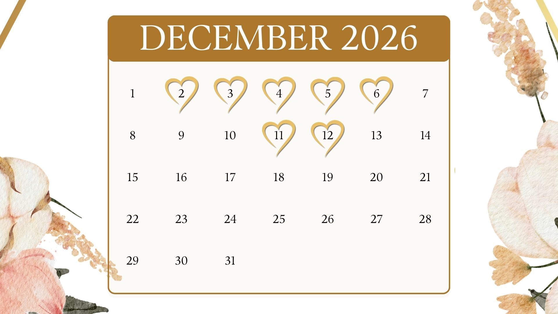 wedding dates december 2026