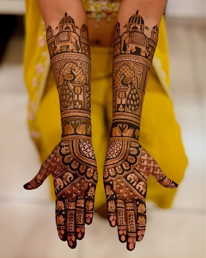 Palace inspired bridal mehndi designs for Udaipur and Jaipur weddings