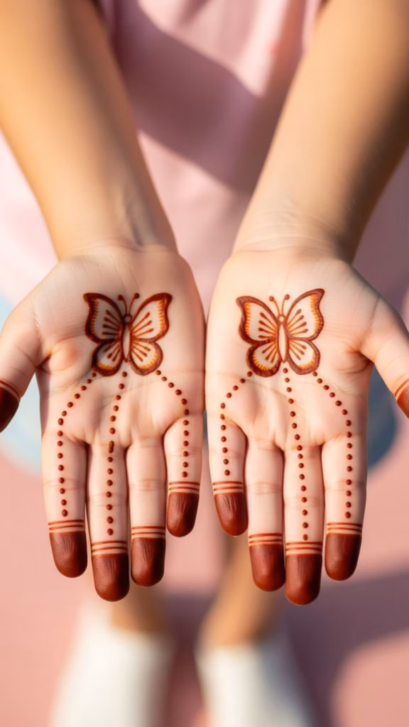 Kids Mehndi Front Hand Small Butterfly Easy Design
