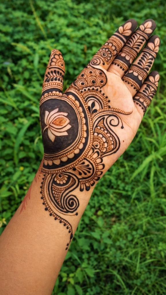 Festival Mehndi Front Hand Quick Celebratory Design