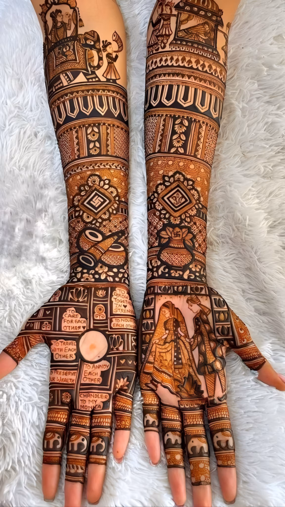 Simple Arabic Mehndi Front Hand One Hour Design