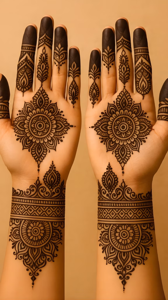 Mandala Front Hand Mehndi Centre Palm Design