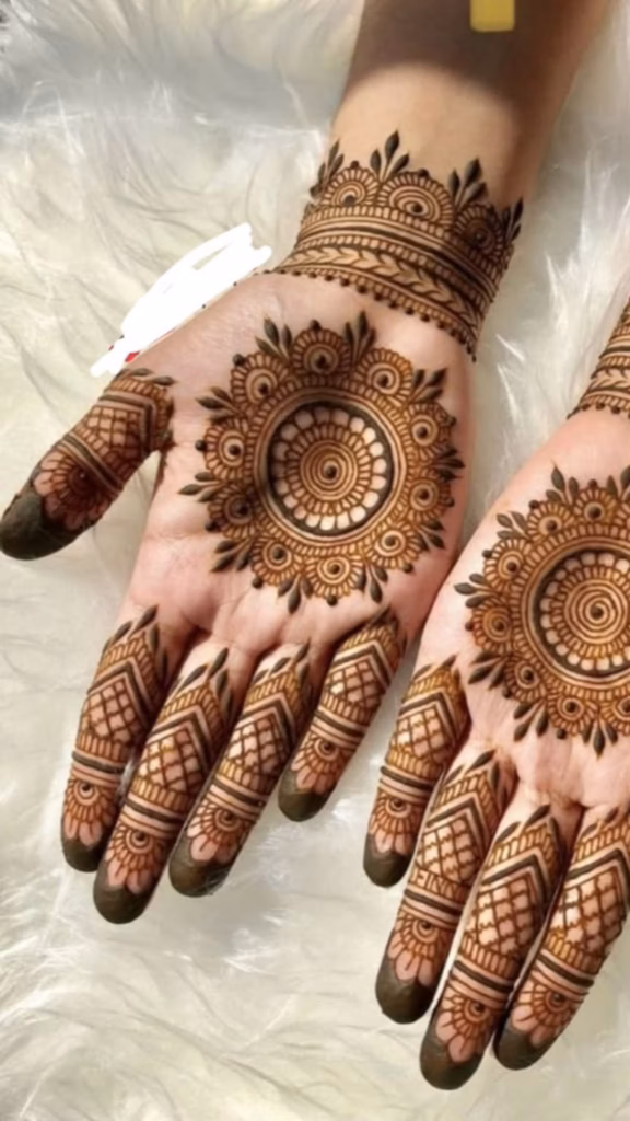 Mandala Mehndi Front Hand Geometric Border Rings