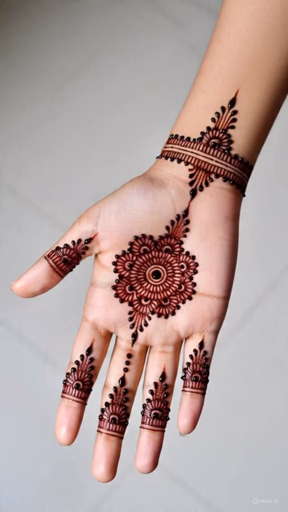 Easy Front Hand Mehndi For Kids And Guests