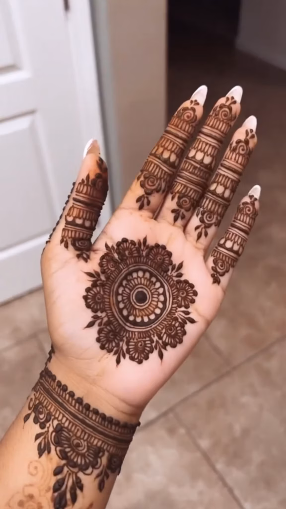 Marigold Mehndi Design Front Hand Indian Wedding