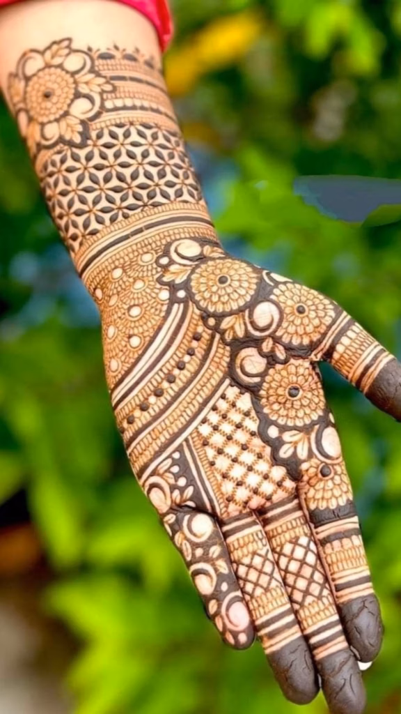 Jali Front Hand Mehndi Lattice Pattern Full Palm