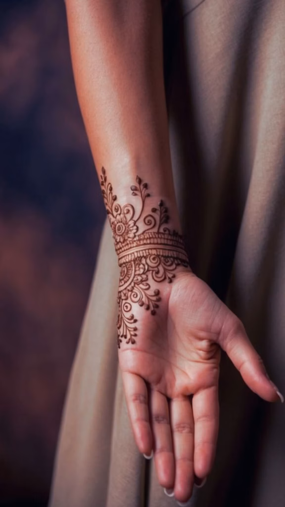 Mehndi Cuff Front Hand Jewellery Inspired Wrist