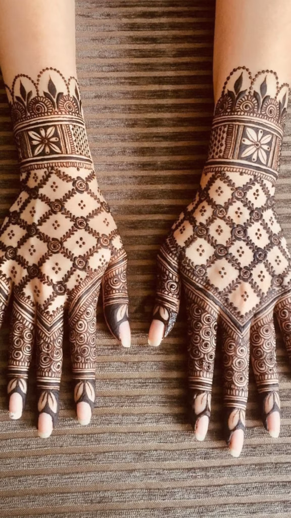 Geometric Front Hand Mehndi Sharp Triangle Pattern