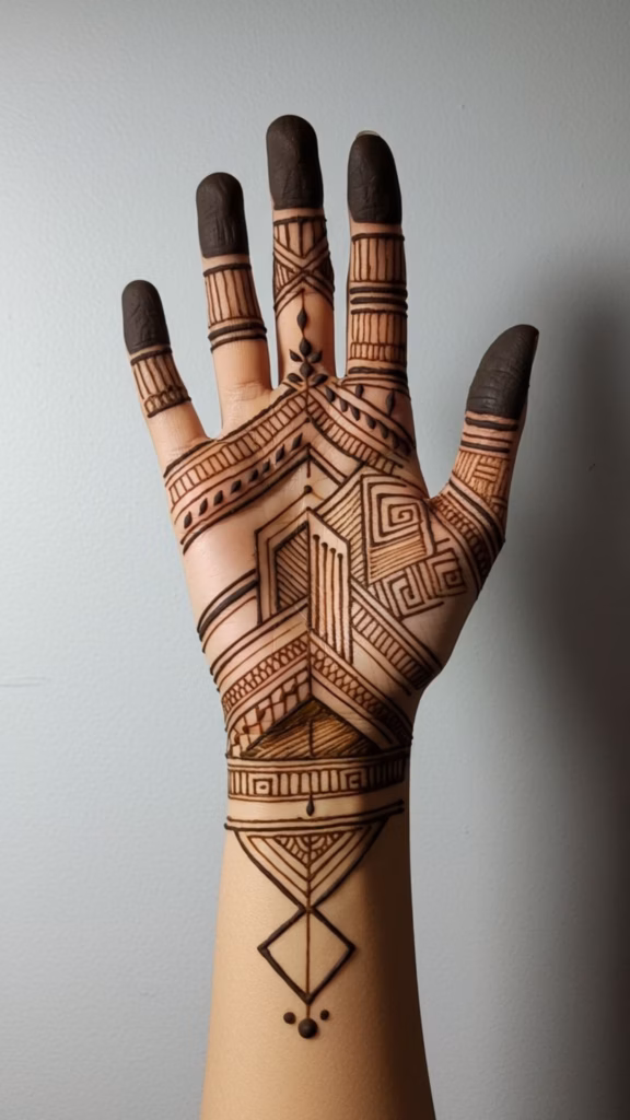 Geometric Mehndi Front Hand Beach Wedding Goa Style