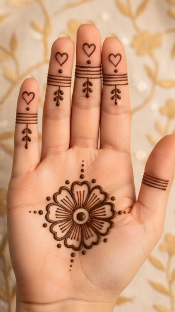 Kids Front Hand Mehndi Single Flower Simple Design