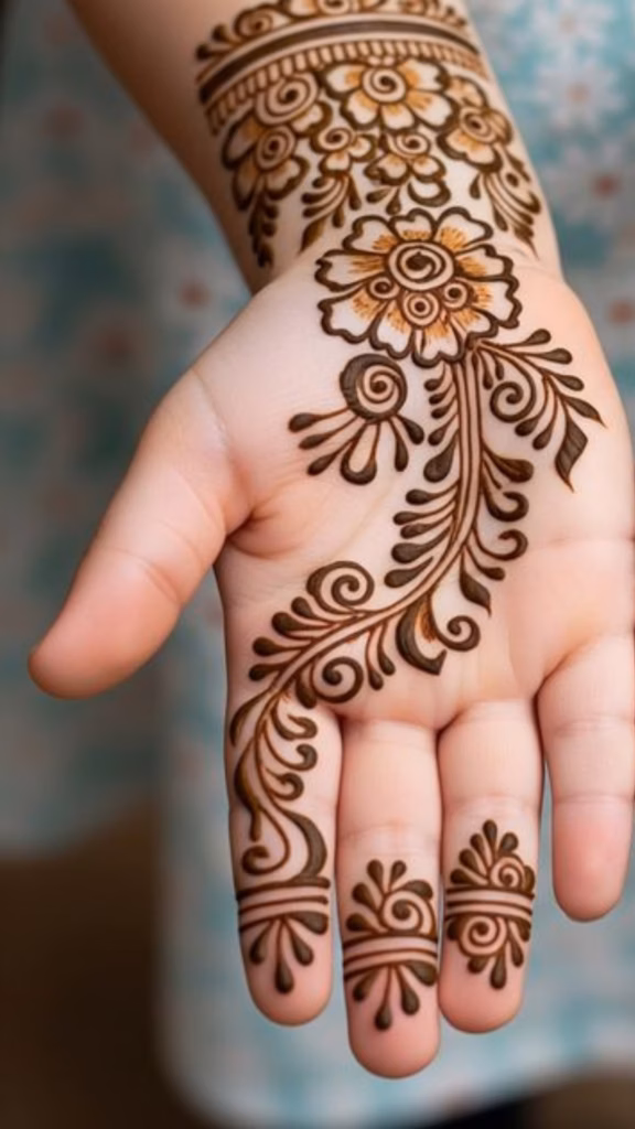 Children Mehndi Front Hand Wedding Function Design