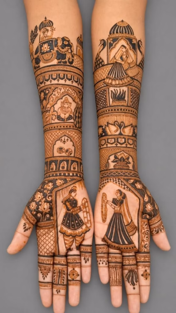 bride-groom-portrait-mehndi-design