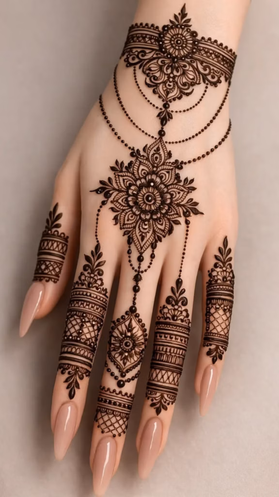fusion-mehndi-design-for-bride