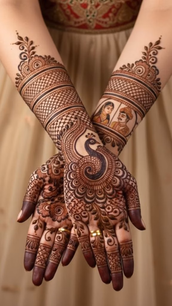 traditional-peacock-mehndi-for-bride