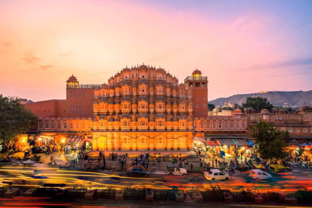 Hawa Mahal at sunset, a landmark for destination weddings in Jaipur